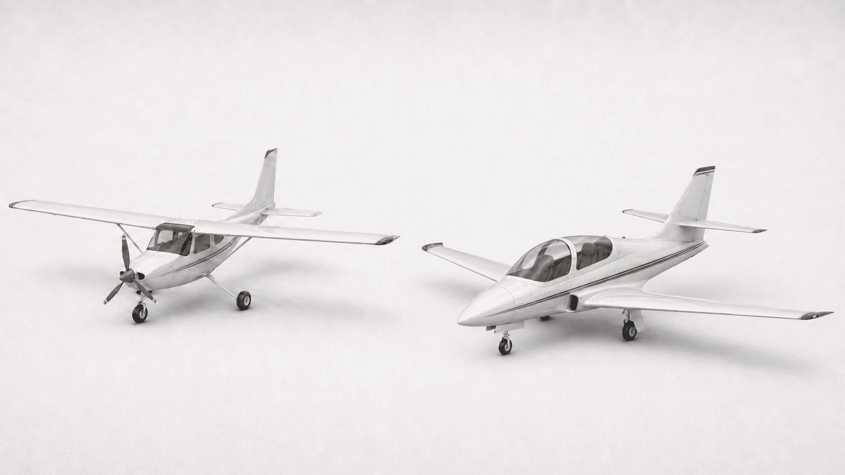 Generic piston and jet aircraft on a light background