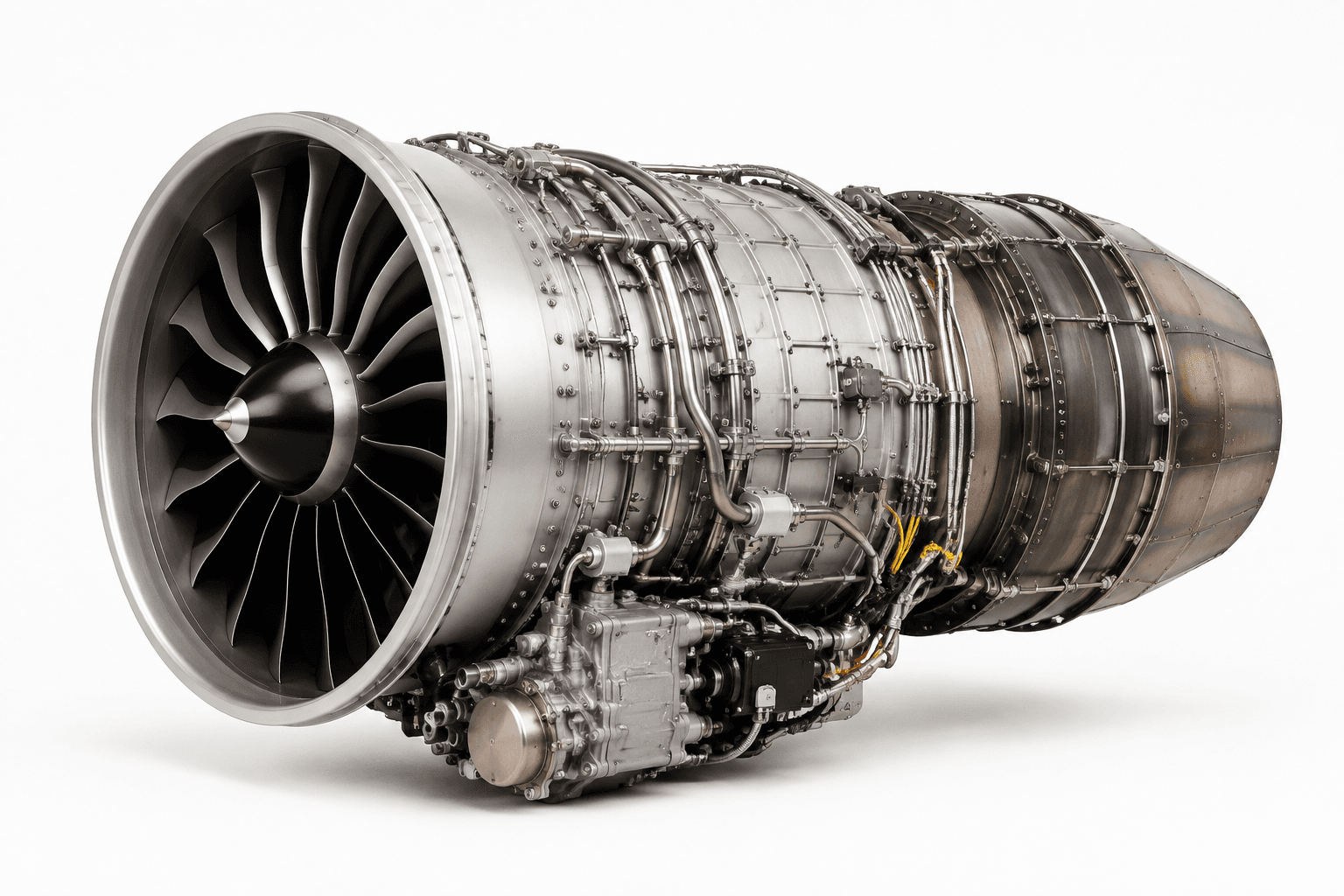 Generic compact turbofan engine on a white background